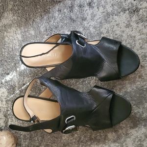 NINE WEST  leather wedge sandals